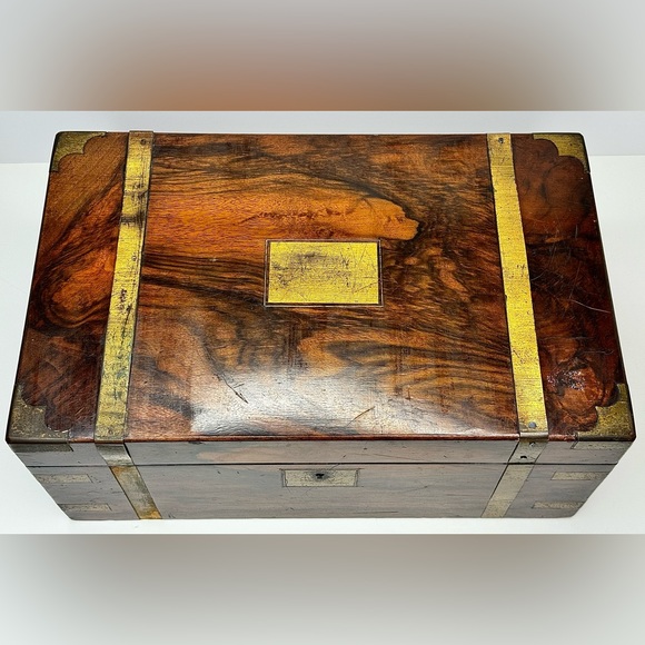 Georgian Campaign Lap Desk - 7” H x 15.5” W x 9.5” D - Picture 2 of 9